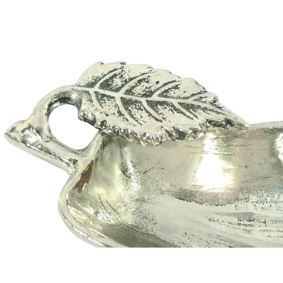 Condiment Nut Candy Dish, Pear Shaped Cast Aluminum Silver Antiqued Finish - Picture 3 of 12
